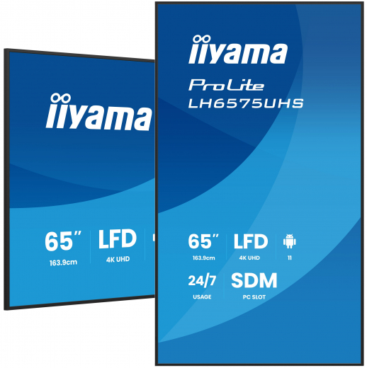 iiyama LH6575UHS-B2AG Signage-Display Digital Signage Flachbildschirm 163,8 cm (64.5) LCD WLAN 500 cd/m? 4K Ultra HD Schwarz Eingebauter Prozessor Android 11 24/7