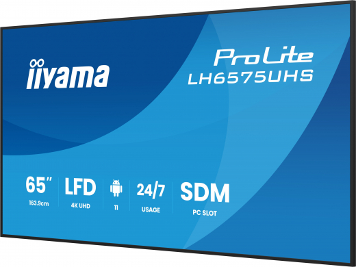 iiyama LH6575UHS-B2AG Signage-Display Digital Signage Flachbildschirm 163,8 cm (64.5) LCD WLAN 500 cd/m? 4K Ultra HD Schwarz Eingebauter Prozessor Android 11 24/7