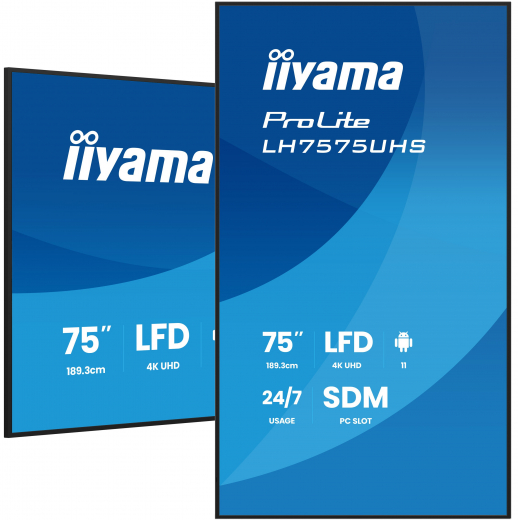 iiyama LH7575UHS-B2AG Signage-Display Digital Signage Flachbildschirm 190,5 cm (75) LCD WLAN 500 cd/m? 4K Ultra HD Schwarz Eingebauter Prozessor Android 11 24/7