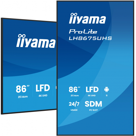 iiyama LH8675UHS-B2AG Signage-Display Digital Signage Flachbildschirm 2,17 m (85.6) LCD WLAN 500 cd/m? 4K Ultra HD Schwarz Eingebauter Prozessor Android 11 24/7