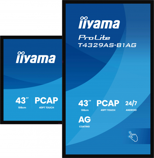 iiyama T4329AS-B1AG Signage-Display Interaktiver Flachbildschirm 108 cm (42.5) LED WLAN 500 cd/m? 4K Ultra HD Schwarz Touchscreen Eingebauter Prozessor Android 24/7