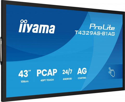iiyama T4329AS-B1AG Signage-Display Interaktiver Flachbildschirm 108 cm (42.5) LED WLAN 500 cd/m? 4K Ultra HD Schwarz Touchscreen Eingebauter Prozessor Android 24/7