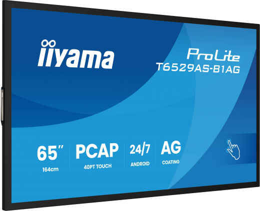 iiyama T6529AS-B1AG Signage-Display Interaktiver Flachbildschirm 163,8 cm (64.5) LED WLAN 500 cd/m? 4K Ultra HD Schwarz Touchscreen Eingebauter Prozessor Android 24/7