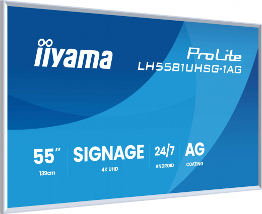 iiyama LH5581UHSG-1AG Signage-Display Interaktiver Flachbildschirm 138,7 cm (54.6) WLAN 500 cd/m? 4K Ultra HD Weiß Eingebauter Prozessor Android 10 24/7