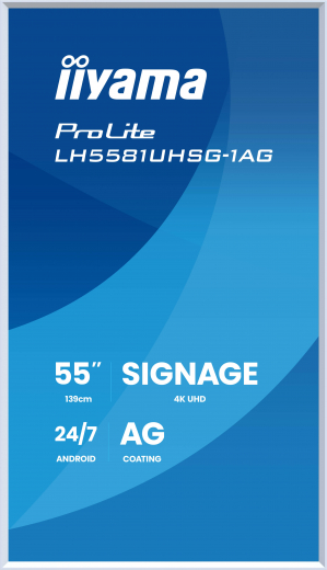 iiyama LH6581UHSG-1AG Signage-Display Interaktiver Flachbildschirm 163,8 cm (64.5) WLAN 500 cd/m? 4K Ultra HD Weiß Eingebauter Prozessor Android 10 24/7