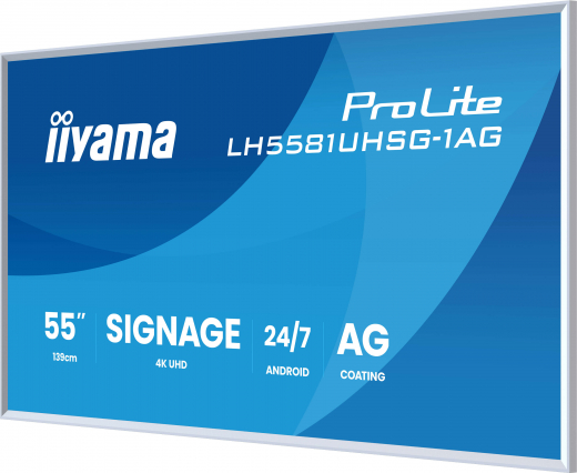 iiyama LH6581UHSG-1AG Signage-Display Interaktiver Flachbildschirm 163,8 cm (64.5) WLAN 500 cd/m? 4K Ultra HD Weiß Eingebauter Prozessor Android 10 24/7