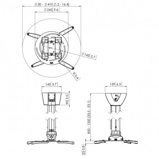 PPC 2540 Projektor-Deckenhalterung