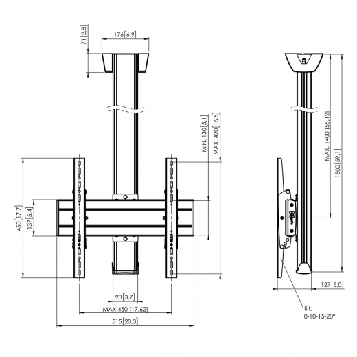 C1544S Bildschirm Deckenhalterung
