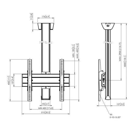 C3044B Bildschirm Deckenhalterung