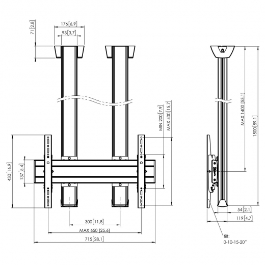 CD1564S Bildschirm Deckenhalterung