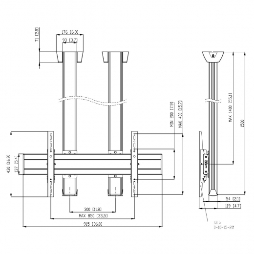 CD1584S Bildschirm Deckenhalterung