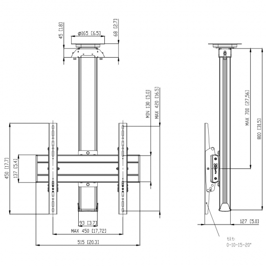 CT0844S Bildschirm Deckenhalterung