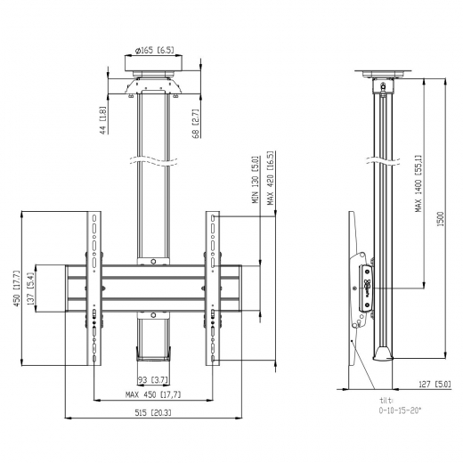 CT1544B Bildschirm Deckenhalterung