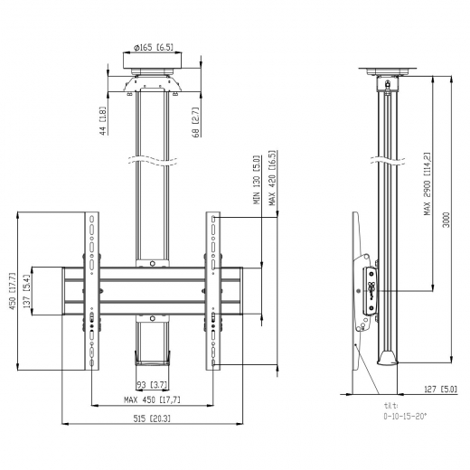 CT3044S Bildschirm Deckenhalterung