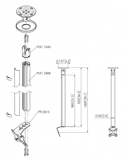 CT240811B Bildschirm Deckenhalterung