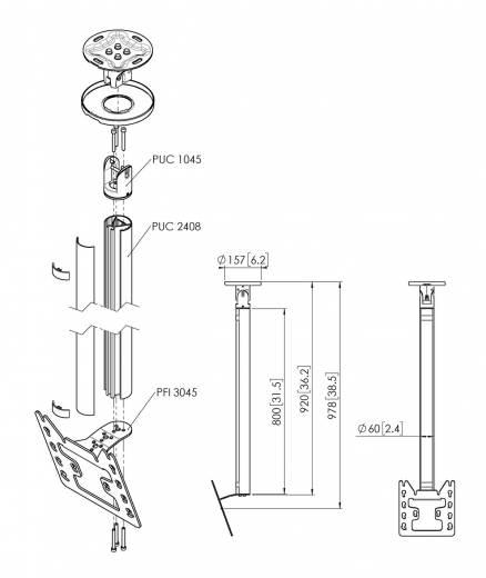 CT240822S Bildschirm Deckenhalterung