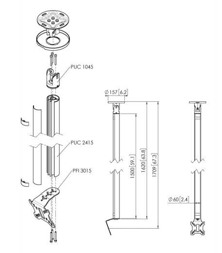 CT241511B Bildschirm Deckenhalterung