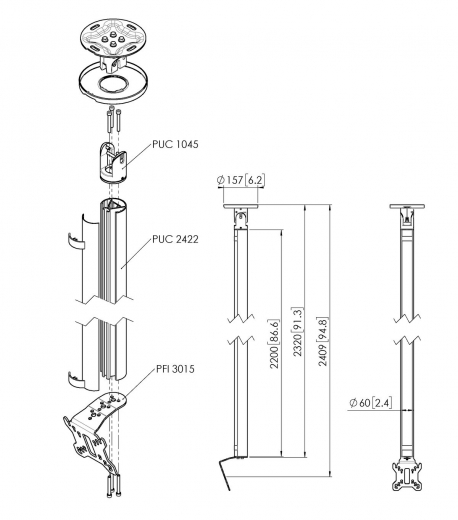 CT242211S Bildschirm Deckenhalterung