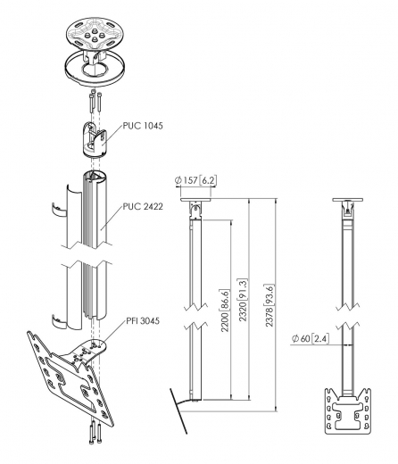 CT242222B Bildschirm Deckenhalterung
