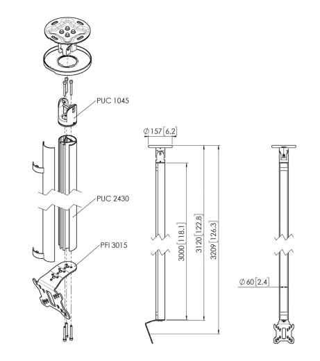 CT243011B Bildschirm Deckenhalterung