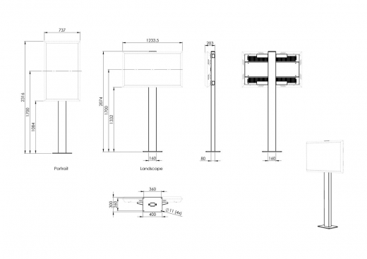 OFM LG 49XE4F/49XE3P Bodenständer für den Außenbereich