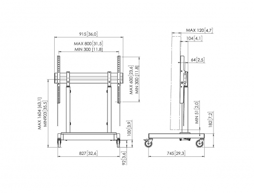 RISE 3205 Trolley mit elektrischem Display Lift