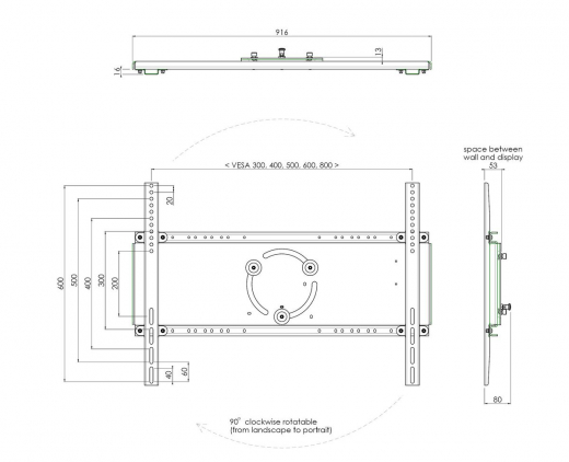 S052.5075 Display Halterung, inkl. Drehfunktion