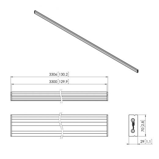 PLB 3133 dvLED Schnittstellenplatte 3300 mm