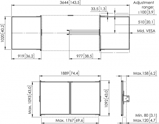 RISE WBS75 Whiteboard-Set 75 Zoll für RISE 2xxx und RISE 4xxx