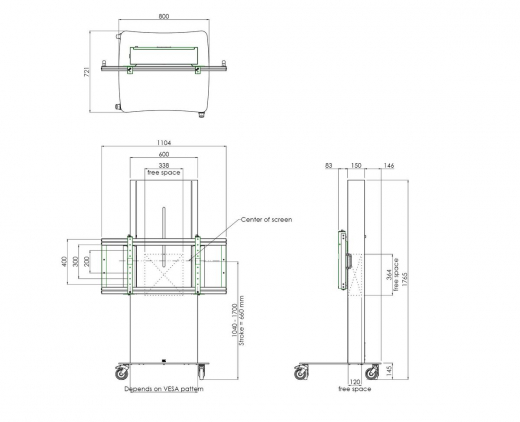 S062.2870 Trolley mit elektrischem Displayliftsystem