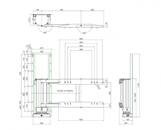 S052.7400-86 Swing – Boden-Wand-Lösung für elektrisches Display-Liftsystem