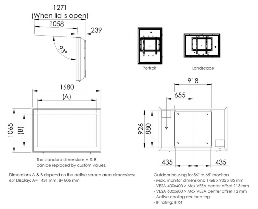 S092.1600.2 Display-Innengehäuse, 50–55 Zoll
