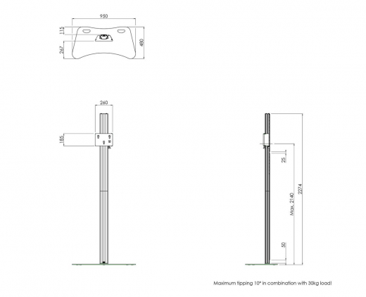 S062.8050-225 Bildschirm Bodenständer, zerlegbar