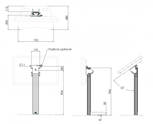S063.8695 Bildschirm Bühnenständer, 950 mm