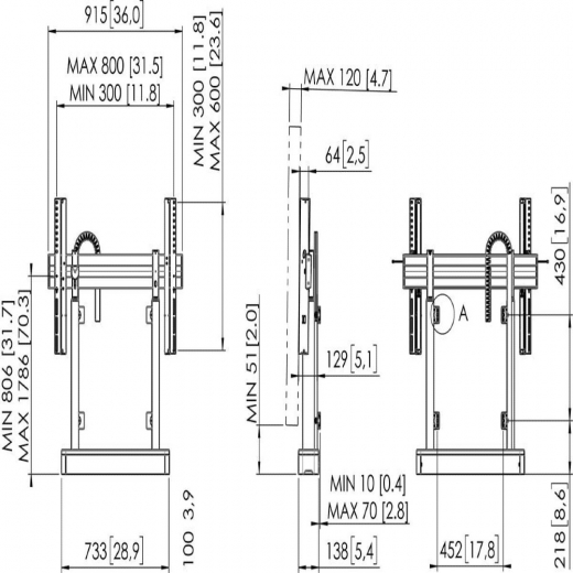 Vogel’s RISE 2000 elektrischer Boden und Wand Lift für große Bildschirme