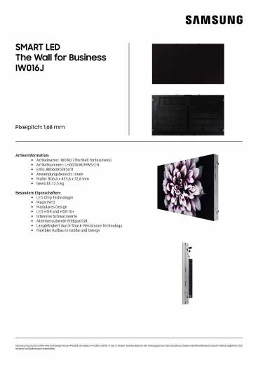 Demogerät - Samsung Indoor LED Videowall IW016J 144 Zoll + Bodenhalterung + Verkleidung