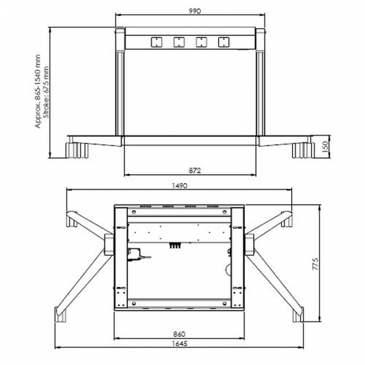Elektrisch verstellbarer Rollwagen für Touchdisplays