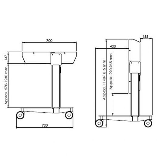 Elektrisch verstellbarer Rollwagen für Touchdisplays