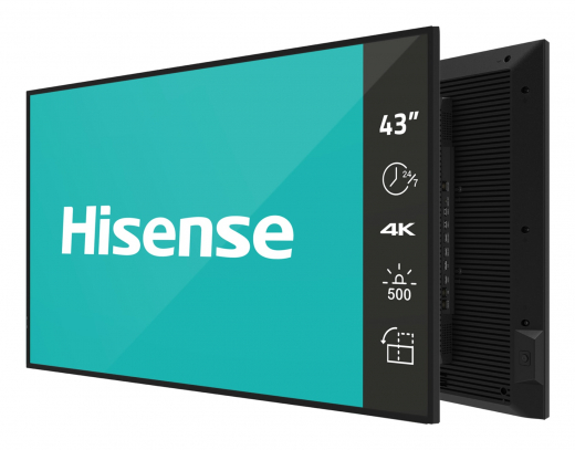 Hisense 43” 4K UHD IPS Digital Signage Display - 24/7 Operation Digitale A-Platine 109,2 cm (43) WLAN 500 cd/m² 4K Ultra HD Schwarz Android 11 24/7