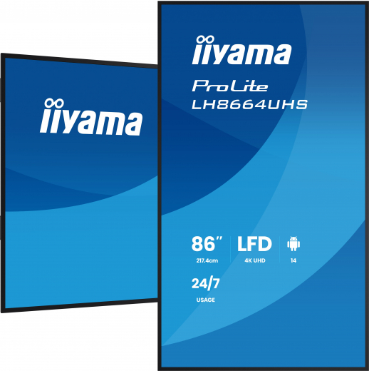 iiyama LH8664UHS-B3AG Signage-Display Digital Signage Flachbildschirm 2,17 m (85.6) WLAN 500 cd/m² 4K Ultra HD Schwarz Eingebauter Prozessor Android 24/7
