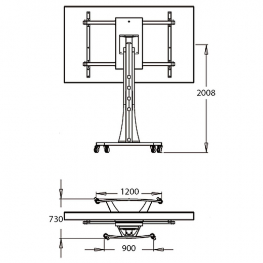 LCD LED TV Rollwagen fuer 71 - 90 Zoll Displays Axia Titan