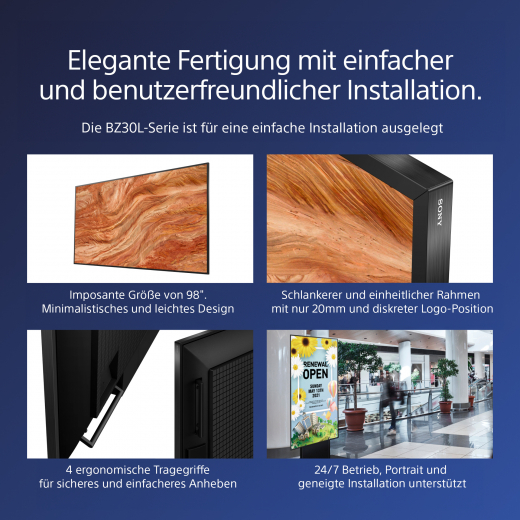 Sony FW-98BZ30L Signage-Display Digital Signage Flachbildschirm 2,49 m (98) LED WLAN 440 cd/m² 4K Ultra HD Schwarz Android 24/7
