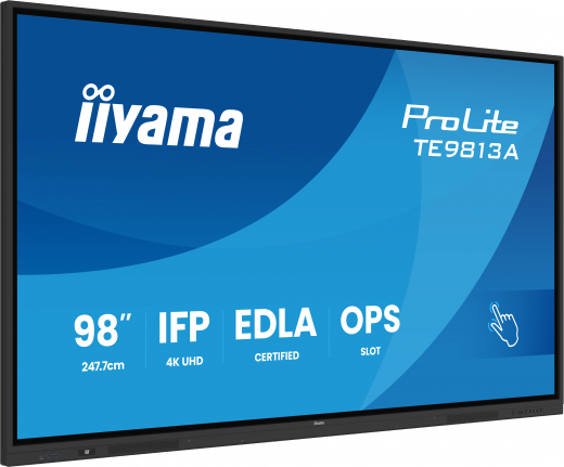iiyama TE9813A-B2AG Signage-Display Kiosk-Design 2,48 m (97.5) WLAN 500 cd/m² 4K Ultra HD Schwarz Touchscreen Eingebauter Prozessor Android 24/7