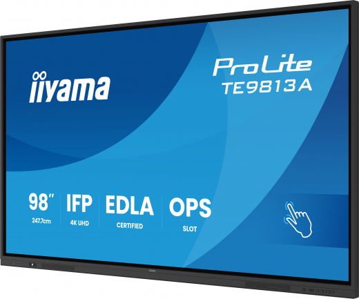 iiyama TE9813A-B2AG Signage-Display Kiosk-Design 2,48 m (97.5) WLAN 500 cd/m² 4K Ultra HD Schwarz Touchscreen Eingebauter Prozessor Android 24/7