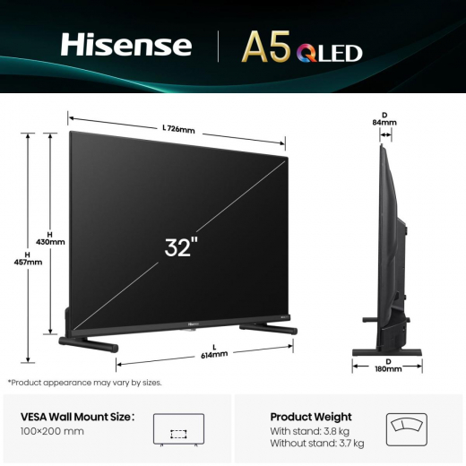 Hisense 32  A5Q | Hi-QLED Smart TV FHD 60 Hz