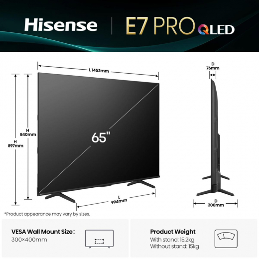 Hisense 65  E7Q PRO | Hi-QLED Smart TV 4K 144 Hz