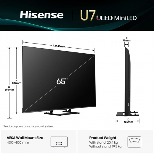 Hisense 65  U7Q | ULED MiniLED Smart TV 4K 144 Hz