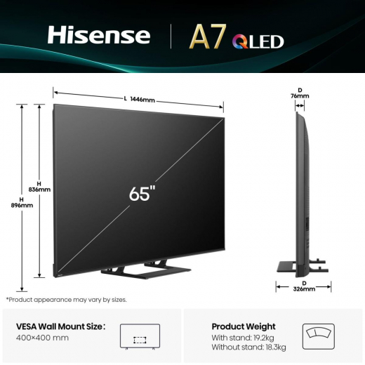 Hisense A7Q 65  | Hi-QLED Smart TV 4K 60 Hz