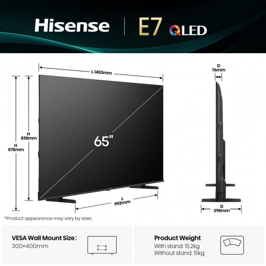 Hisense 65  E7Q | Hi-QLED Smart TV 4K 60 Hz