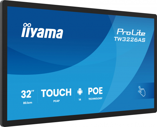 iiyama TW3226AS-B3P Signage-Display Kiosk-Design 80 cm (31.5) LED WLAN 430 cd/m² Full HD Schwarz Touchscreen Eingebauter Prozessor Android 24/7